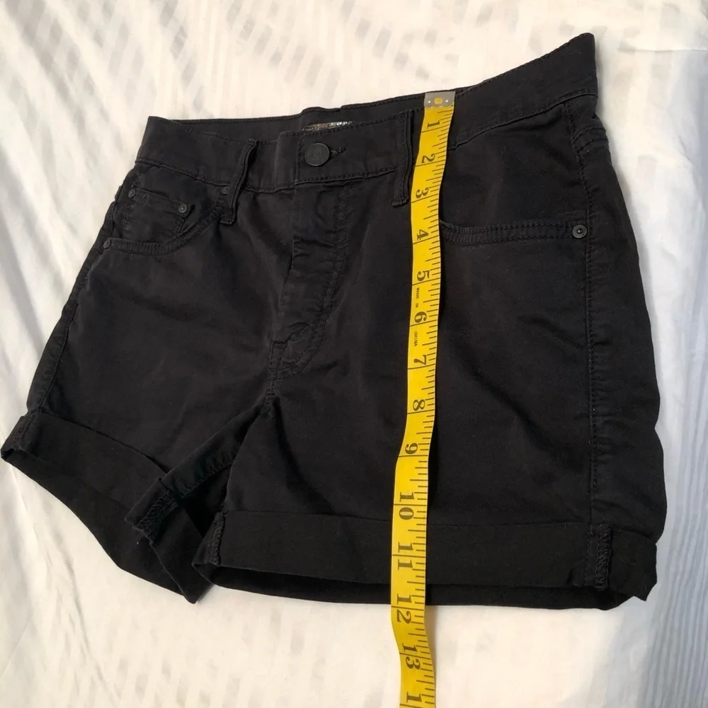 MOTHER Black Cuffed Denim Shorts
